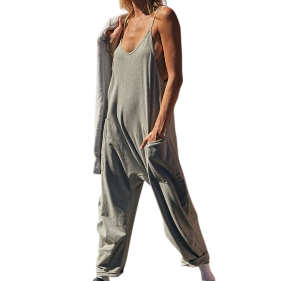 Women's Free People Movement Hot Shot Onesie Heather Grey Medium Soft & Comfy - Picture 8 of 8